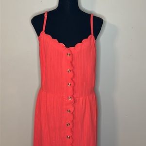 Scallop Button Dress Coral Pink